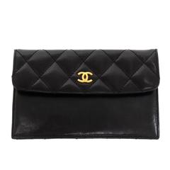 Chanel Black Quilted Leather Flap Case Wallet