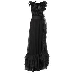 Vintage Chanel haute couture black gown, circa 1974