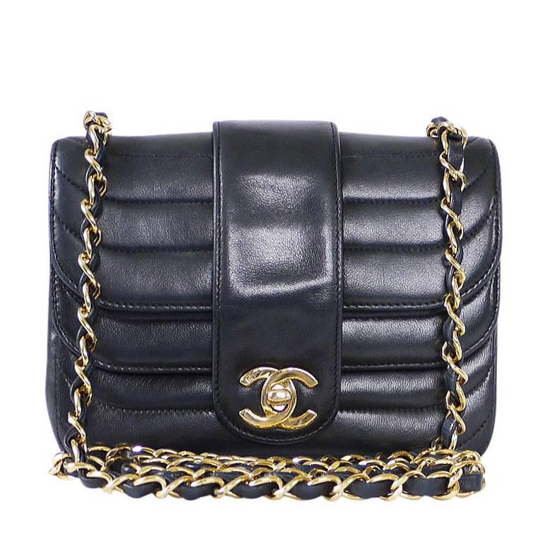 Vintage Chanel Black Lambskin Mini Classic Bag Rare