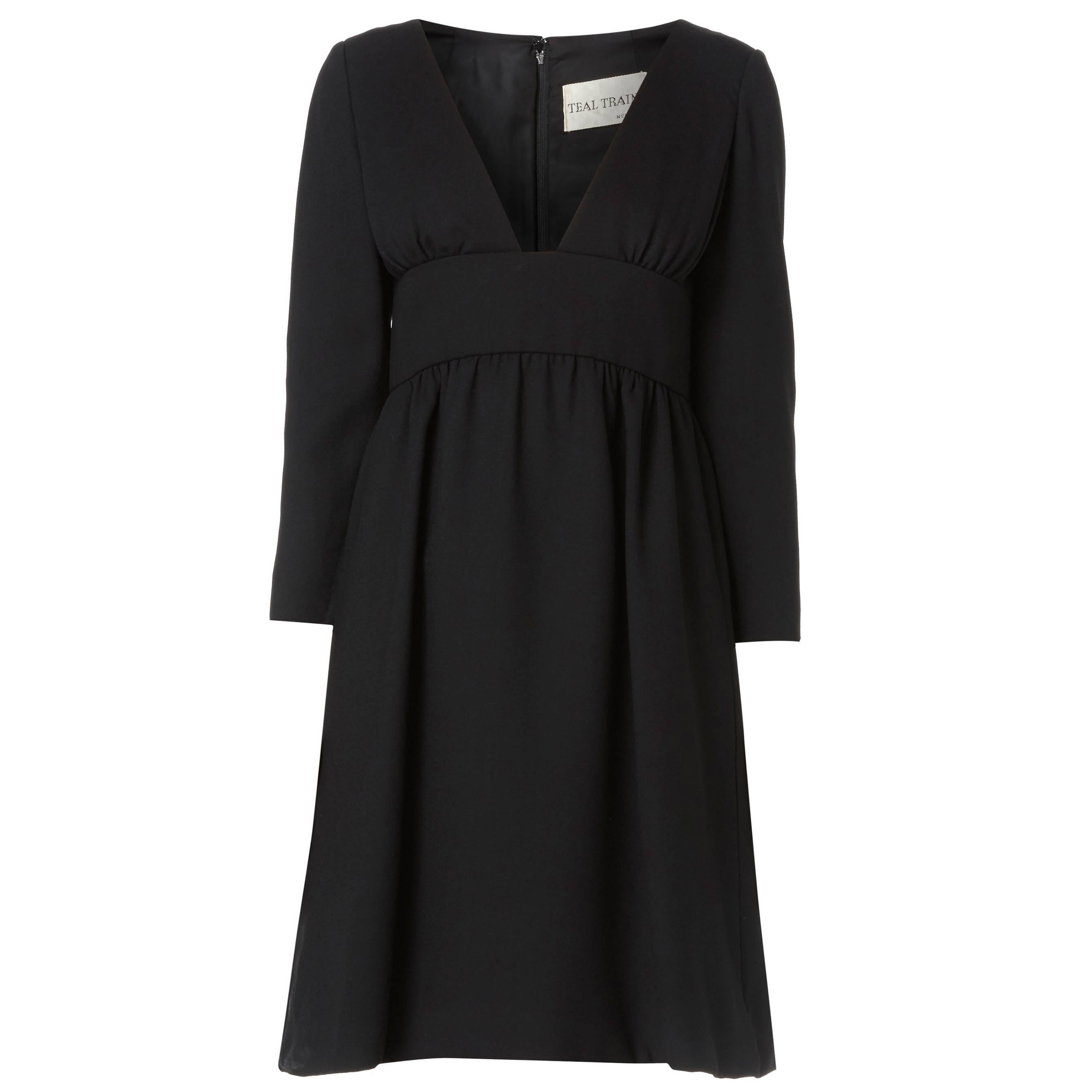 Teal Traina black dress, circa 1968 For Sale