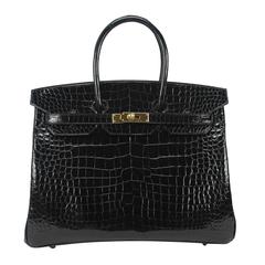 Hermes Birkin 35 Crocodile Black Gold Hardware 2016