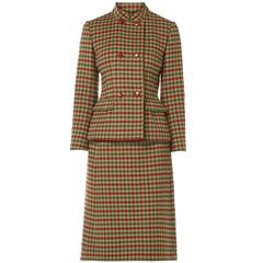 Vintage Givenchy red & green check skirt suit, circa 1960