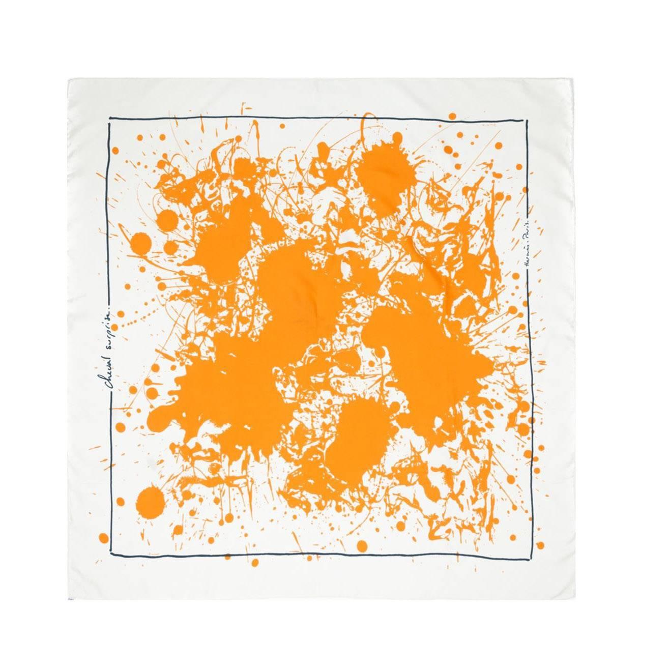 Hermes Paint Splatter Print Scarf