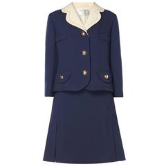 Jean Patou navy & ivory suit, circa 1965