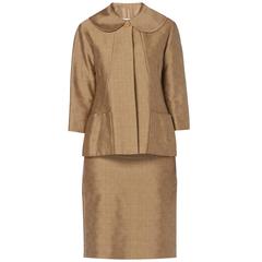 Pierre Cardin haute couture brown skirt suit, circa 1961 5