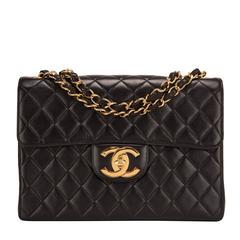 Chanel Vintage Black Quilted Lambskin Jumbo Flap Bag