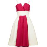 1950s Vintage Jacques Heim Silk Dress Red and Ivory Cocktail Party Soiree