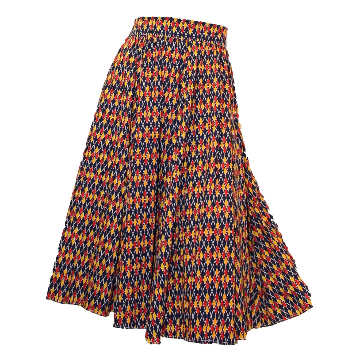 1950s Argyle Print Circle Skirt For Sale at 1stdibs