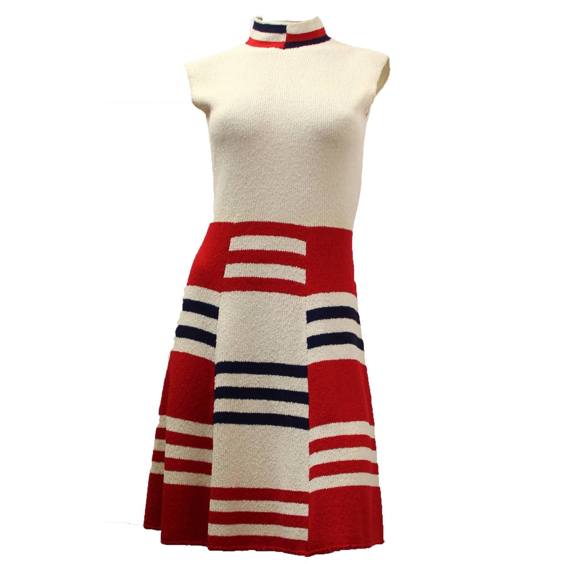 1960s Mod Red White & Blue Dress