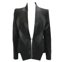 Alexander McQueen Black Silk Panel Single Breasted Dinner Blazer Tuxedo Jacket