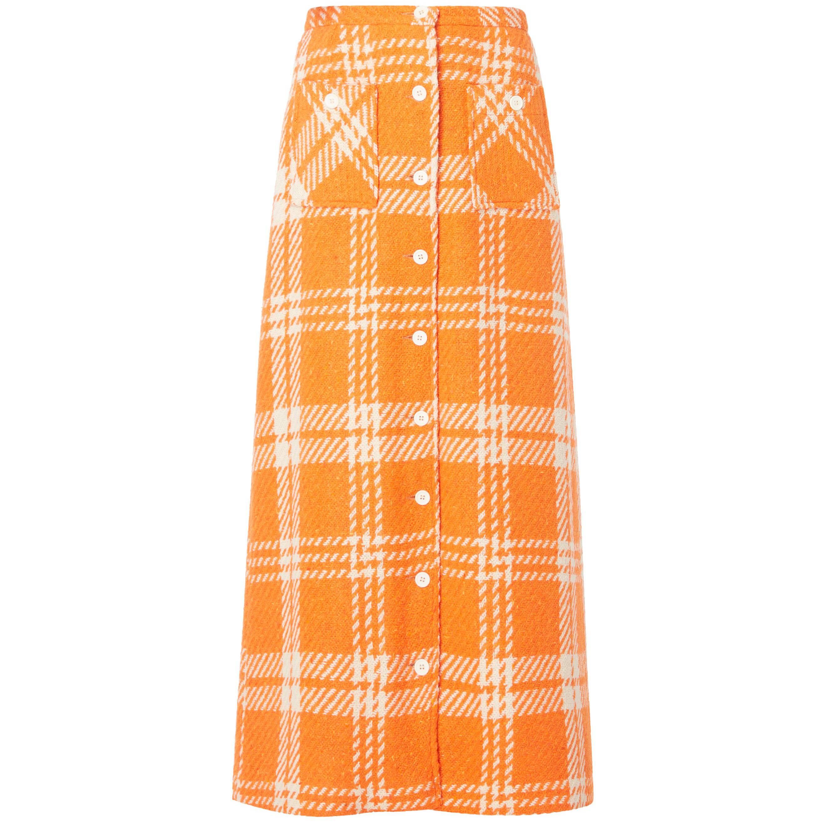Great Unknown orange houndstooth skirt, circa 1965