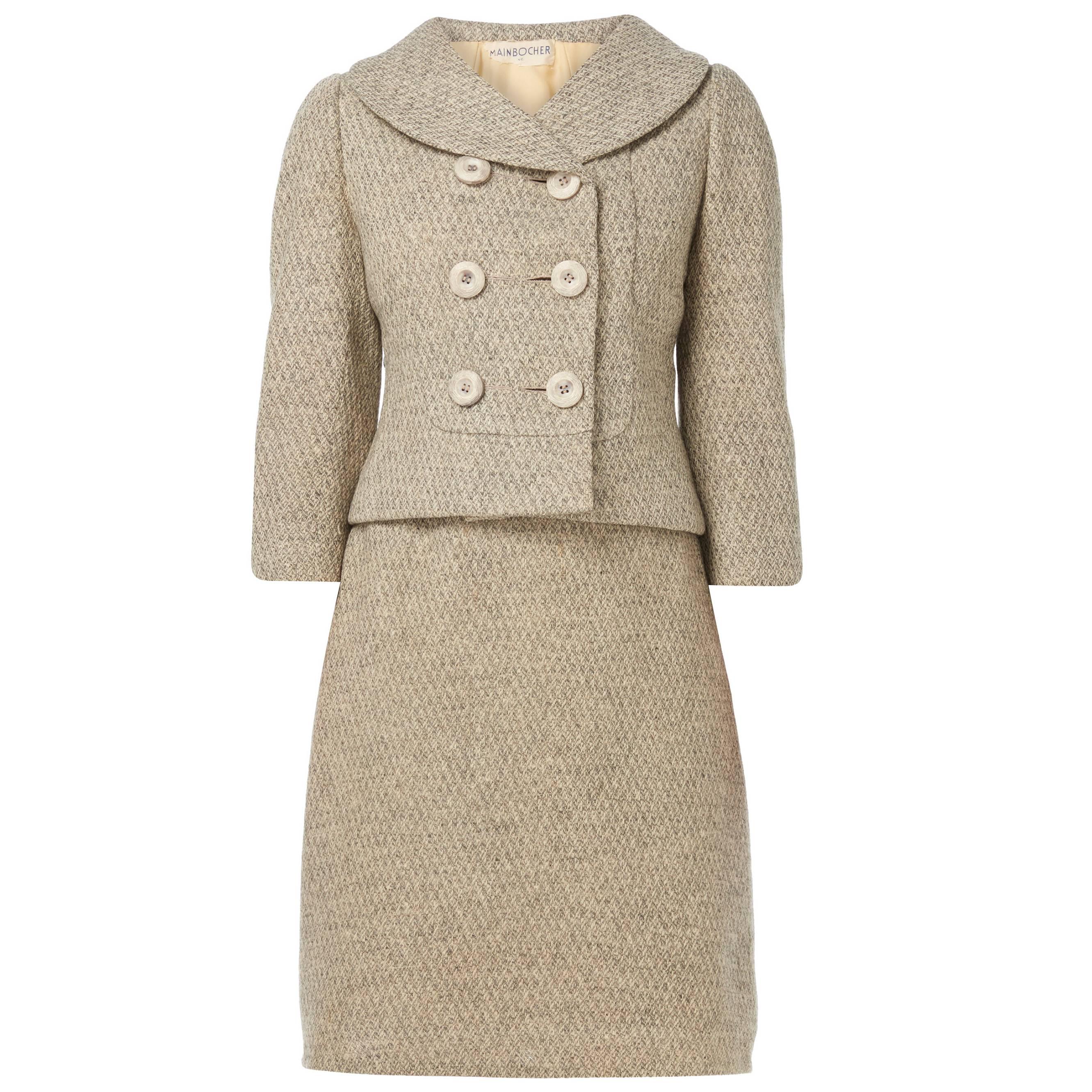 Mainbocher haute couture tweed skirt suit, circa 1960 For Sale