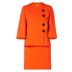 Pierre Cardin orange skirt suit, circa 1980