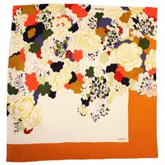 1980s Loewe Floral Print Silk Scarf