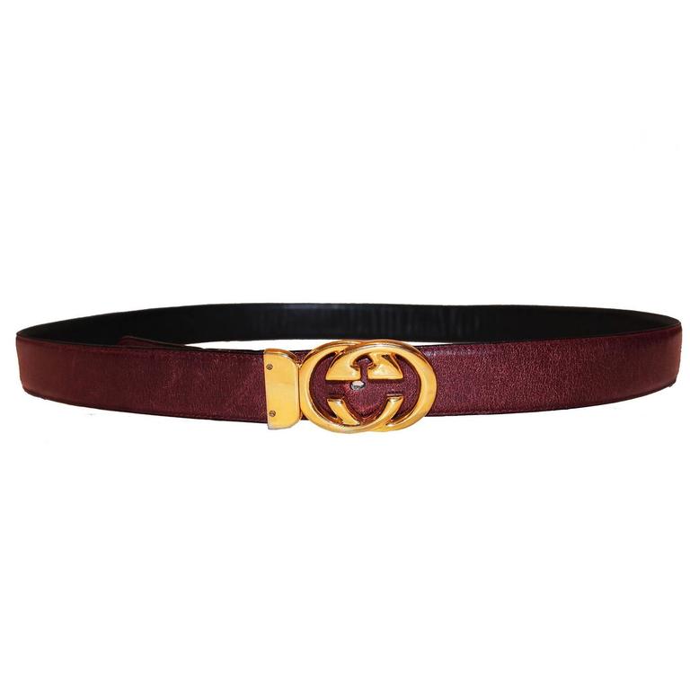 1980s Gucci Burgundy Leather Belt at 