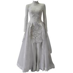 Rare and Important Pino Lancetti High Low Hand Embroidered Wedding Dress