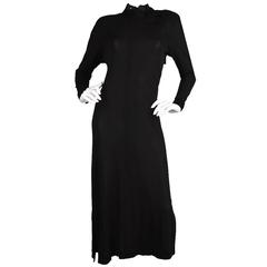 1980s Jean Muir Vintage Black Rayon Jersey Dress