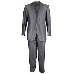 Vintage 1980s Christian Dior Monsieur Mens Grey Silk 2pc Suit
