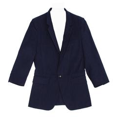 Comme des Garçons Navy Linen 3/4 Sleeve Blazer