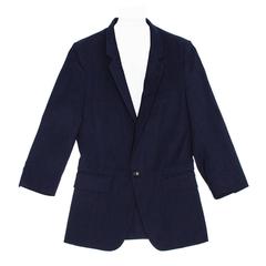 Comme des Garçons Navy Linen 3/4 Sleeve Blazer