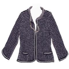 Chanel Navy & Silver Knit Jacket 