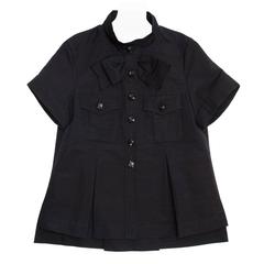 Chanel Black Cotton Shirt Jacket Style With Bow Detail