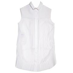 Celine White Cotton & Chiffon Sleeveless Shirt 12