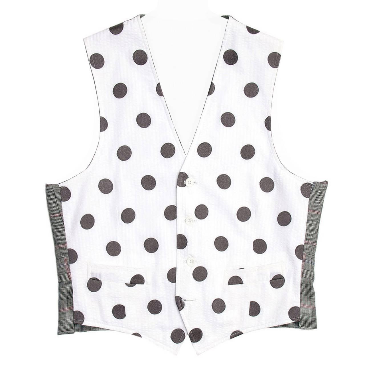 Thom Browne White & Grey Polka Dot Vest For Sale