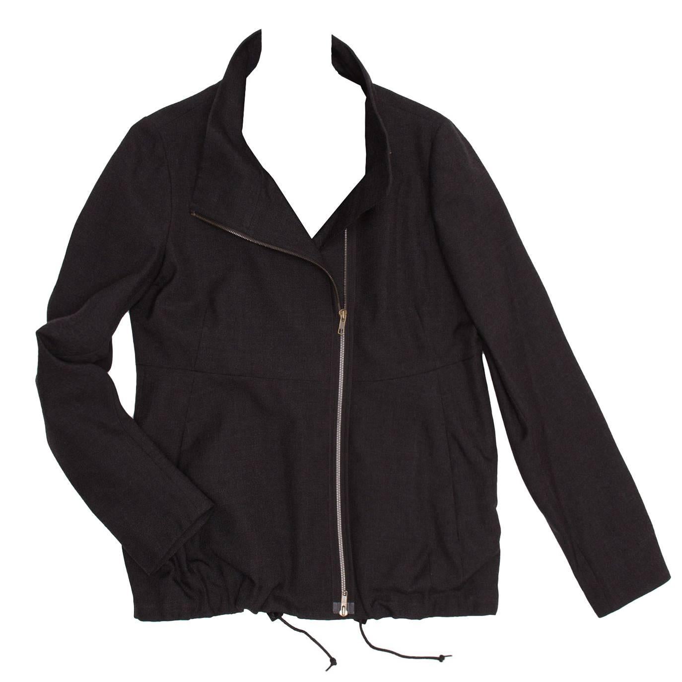 Marni Dark Grey Wool Zip Jacket For Sale
