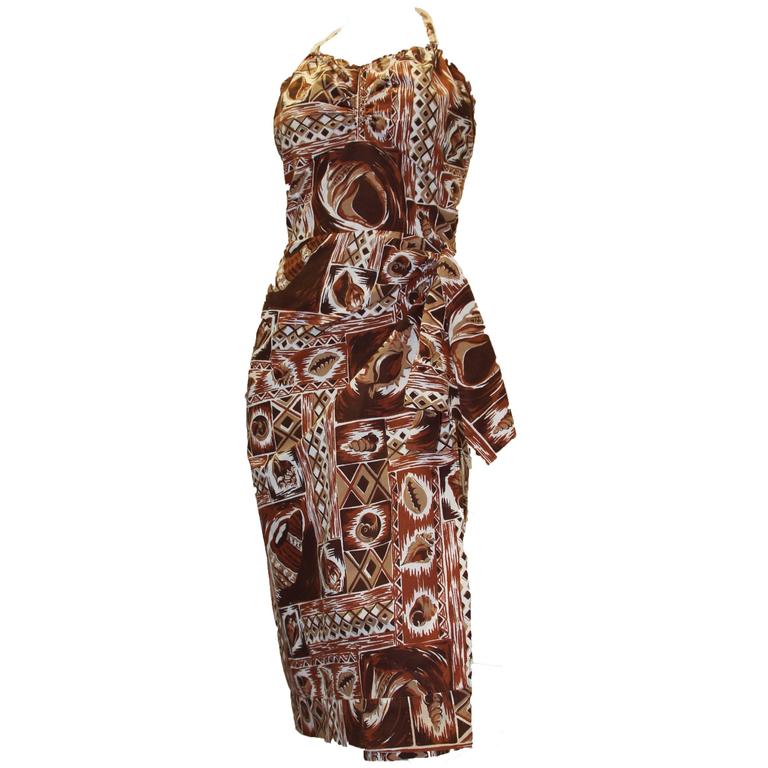 1950s Hawaiian Tiki Printed Dress For Sale at 1stDibs 1950s tiki dress
