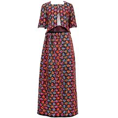 1970s Giorgio di Sant'Angelo Multicolored Embroidered Patterned Velvet Ensemble 9