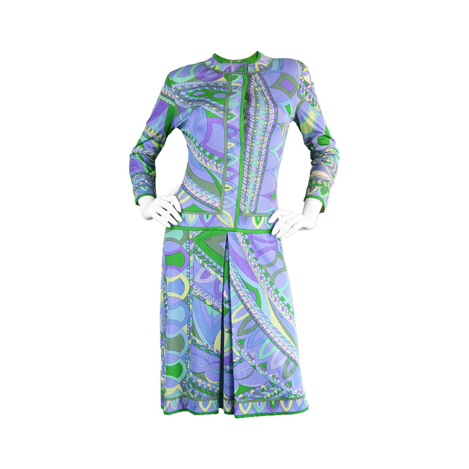 Emilio Pucci Printed Silk Jersey Shift Dress, 1960s  For Sale