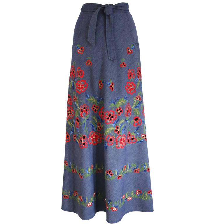 embroidered maxi skirts