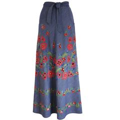 Pirovano couture silk cotton embroidered maxi skirt, c. 1960s 12