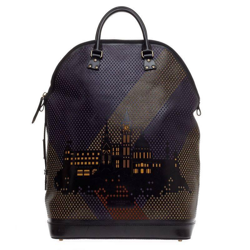 Burberry St Ives Satchel Perforiertes City-Motiv Leder Groß