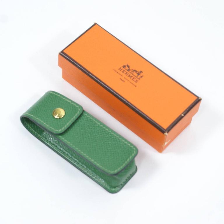 Hermes Green Leather Lipstick Case at 1stDibs hermes lipstick case
