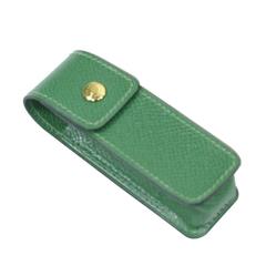 Hermes Green Leather Lipstick Case