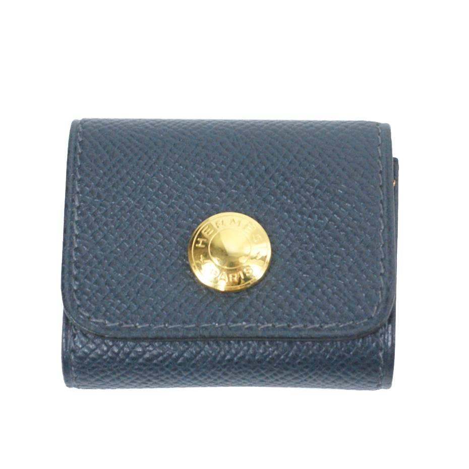 Hermes Blue Leather Mini Notebook Post It Case