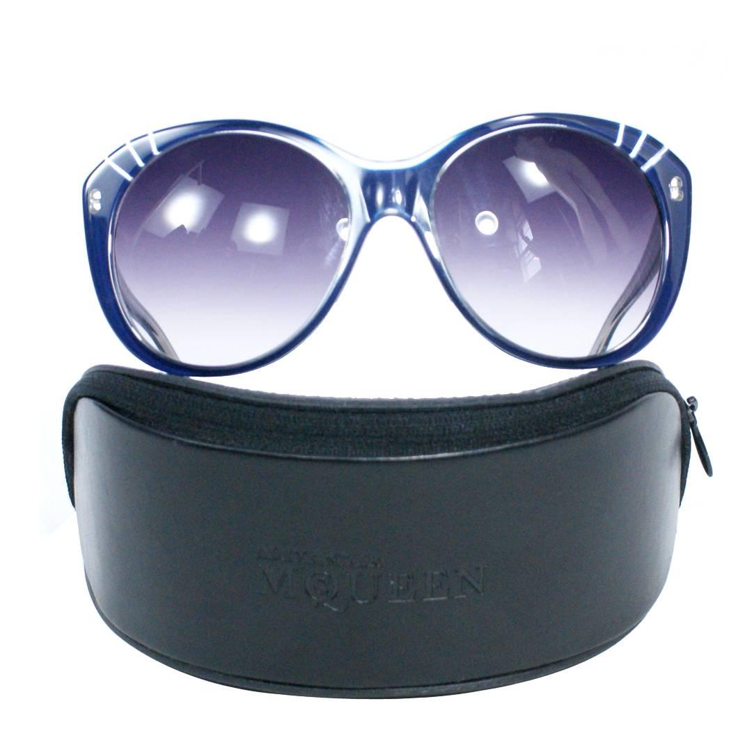 Alexander McQueen Navy Blue Sunglasses For Sale