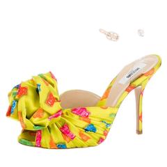 Moschino Couture NEW and SOLD OUT Yellow Satin Candy High Heels Sandals in Box