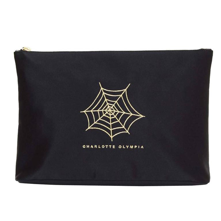 Charlotte Olympia Black Satin 'Cat Nap' Eye Mask and Clutch Set For