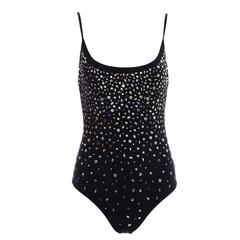 Moschino Black Nylon Spandex Bodysuit With Gold And Silver Embellishments