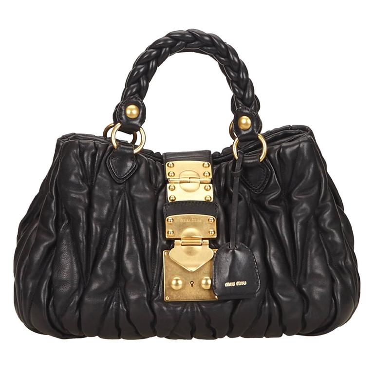 Miu Miu Black Leather Coffer Shoulder Bag at 1stdibs