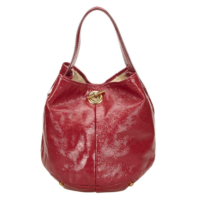YSL Red Patent Leather Capri Hand Bag at 1stDibs