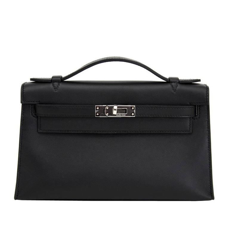 Hermès Black Pochette Kelly Mini Veau Swift sur 1stDibs