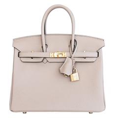 Hermes Gris Tourterelle Baby Birkin Dove Grey 25cm Togo Gold GHW Jewel 