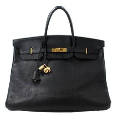 Hermès Black Buffalo Birkin in 40 cm size with Gold Hardware