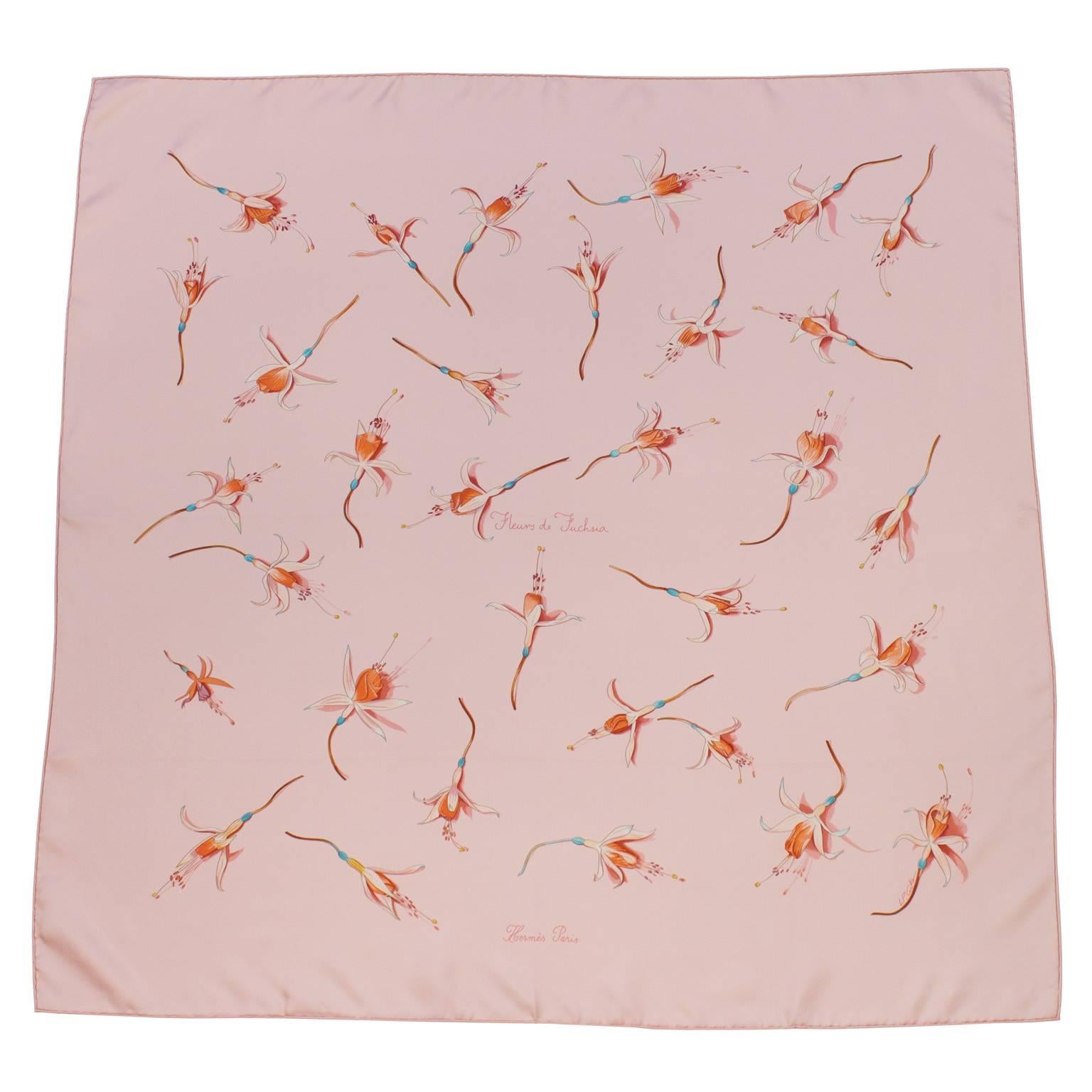 2006 Hermes "Fleurs de Fuchsia" Silk Scarf