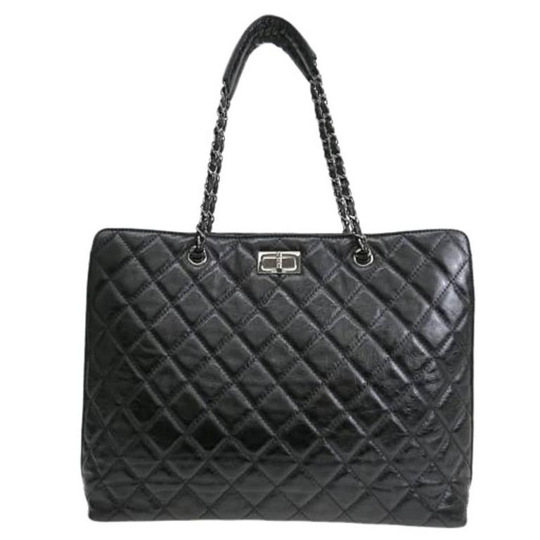 Chanel Black Calfskin Quilted Leather Oversize Large Shopper Tote ...