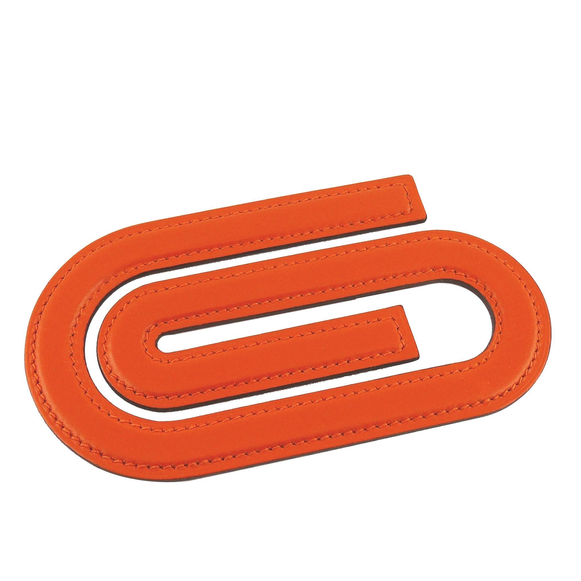 Hermes Orange Leather Paper Clip